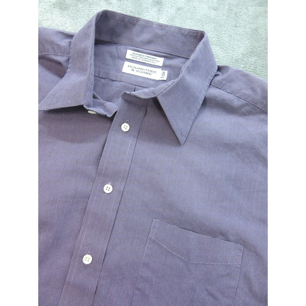Roundtree & Yorke Shirt Mens Sz. 18 / 35 BIG Buttoned Down Long Sleeve Purple